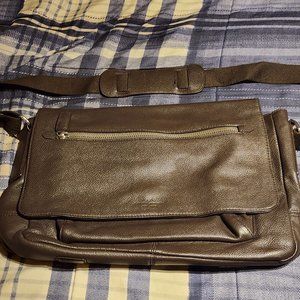 Banana Republic Messenger Bag 100% Pebbled Leather - Dark Brown